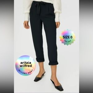 ARITZIA Wilfred Allant Pant Cropped, black tie-waist pant - size 0